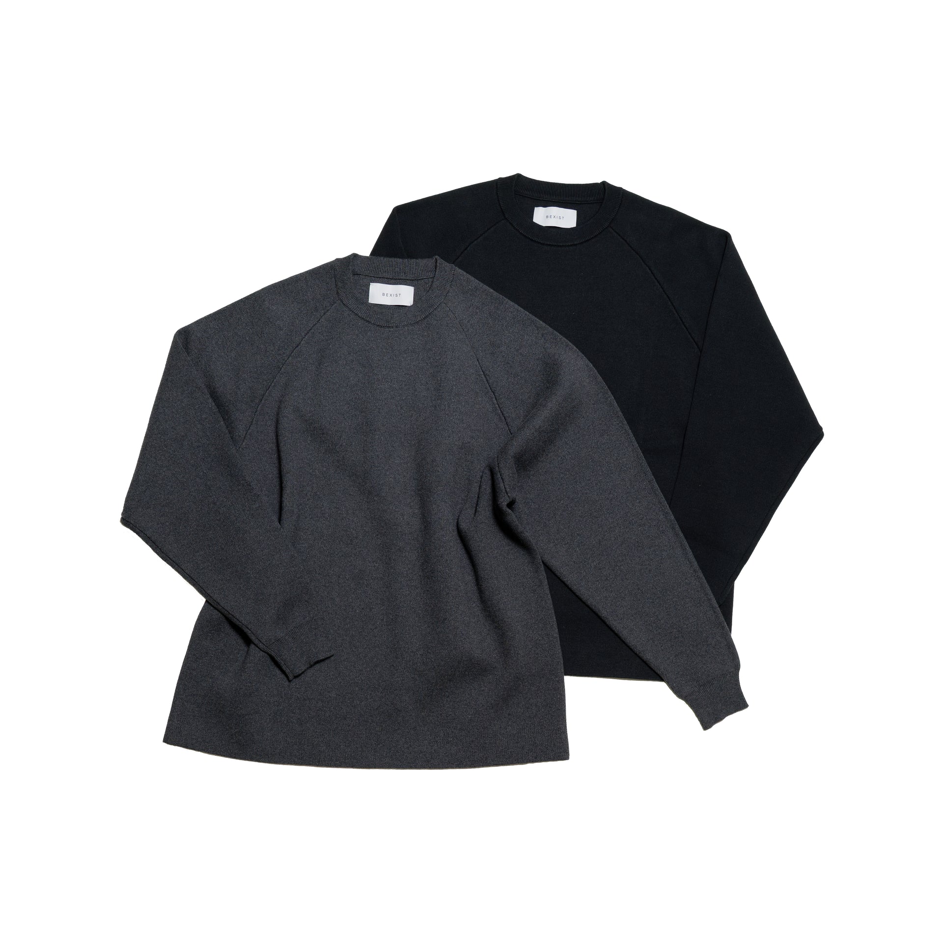 COTTON/CASHMERE RAGLAN CREW KNIT